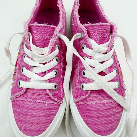 Blowfish Malibu Vivid Sneakers Pink Floral Embroidery Size 6 - Picture 7 of 11